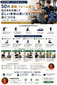 50代 運動 フォーム 習うためにトレーナーからスクワット指導を受ける男性