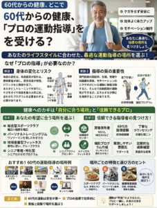 60代男性がプロのトレーナーから運動指導を受けている様子