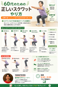 60代の椅子スクワットで足腰を鍛える様子