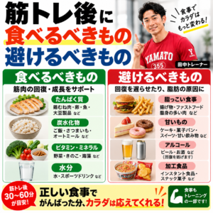 田中ゆうやボディメンターが筋トレ後の食事について説明する様子